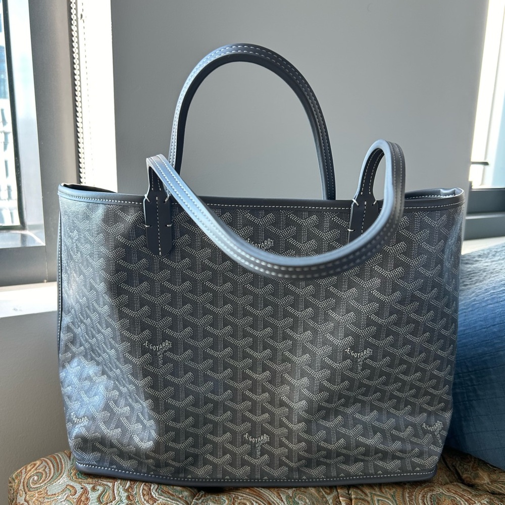 Leather canvas tote - reversible